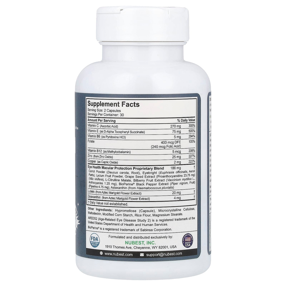 NuBest, Здоровье глаз с AREDS2 Nutrients, 60 вегетарианских капсул