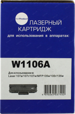 Картридж NetProduct (N-W1106A) для HP Laser 107a/107r//MFP135a/135r/135w/137, 1K (с чипом)