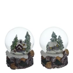 GAEM Фигурка декор в стекл шаре "Домик" (подсвет, LR44x2 н/п), D 6 см, L7 W7,5 H8 см, 2в.