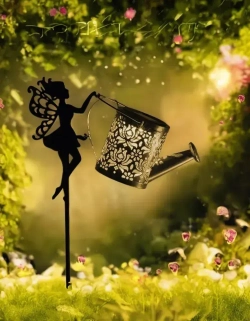 Уличные садовый светильник на солнечной батарее девочка "Лейка"