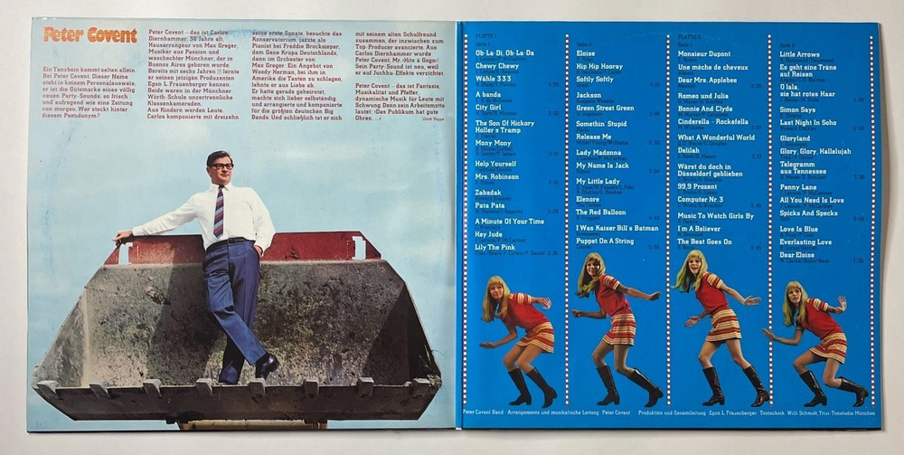 Винтажная виниловая пластинка LP Peter Covent Band 56 Hits A Gogo (Germany 1968)