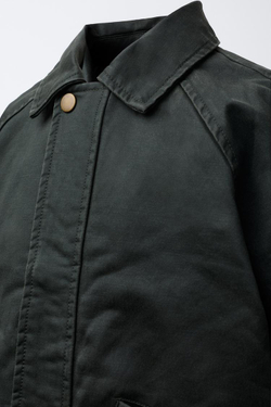 ZARA КУРТКА ИЗ ВОЩЕНОЙ ТКАНИ, ТЕМНЫЙ ХАКИ