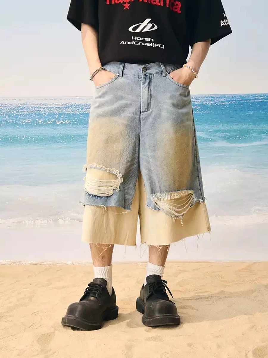 Джинсовые шорты HARSHandCRUEL Deconstructed Distressed Denim Jorts