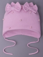 Шапка для девочки осенняя на завязках с бусинами