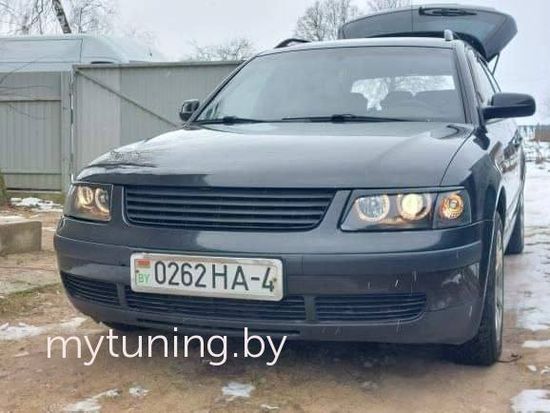 Передние фары VW Passat B5 angel eyes black
