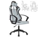 Кресло компьютерное BRABIX "Forcer GM-127", 2 подушки, ткань, серое/светло-голубое, 533214