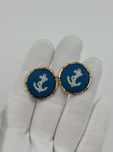 Запонки синие с якорями Wedgwood
