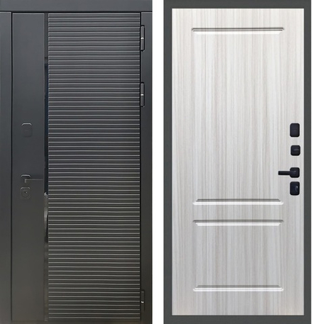 Входная металлическая дверь Рекс 30 Кварц черный / ФЛ-117 Сандал белый