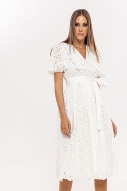 Хлопковое платье-миди с вышивкой