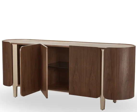 Комод Shelf 200х80 см, шпон ореха, белая керамика