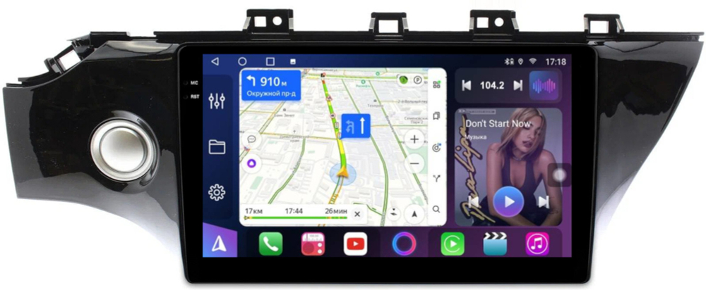 Магнитола для KIA Rio 4, Rio X-Line 2017-2020 (рамка с кнопкой) - FarCar 1105M монитор 10.36" QLED на Android 14, TS18, CarPlay, 4G SIM-слот