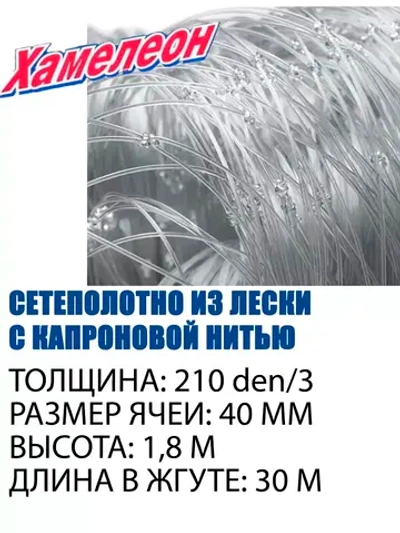 Сетеполотно Standart капрон 210d/3, яч. 40 мм, высота 1,8 м