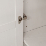 Шкаф для одежды распашной белый Харви двухдверный деревянный со штангой и полками, шкаф для вещей в прихожую и спальню с филенкой в викторианском стиле из массива сосны