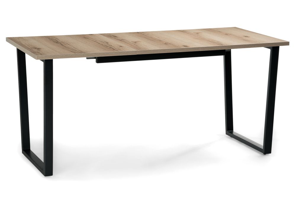 Стол раскладной Лота Лофт 120(160)х75х75 25 мм черный матовый / дуб делано светлый