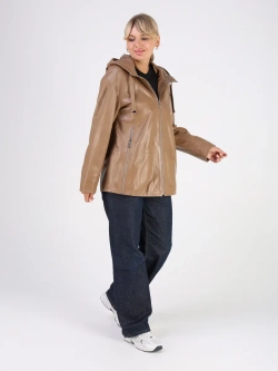 Кожаная куртка демисезонная с капюшоном