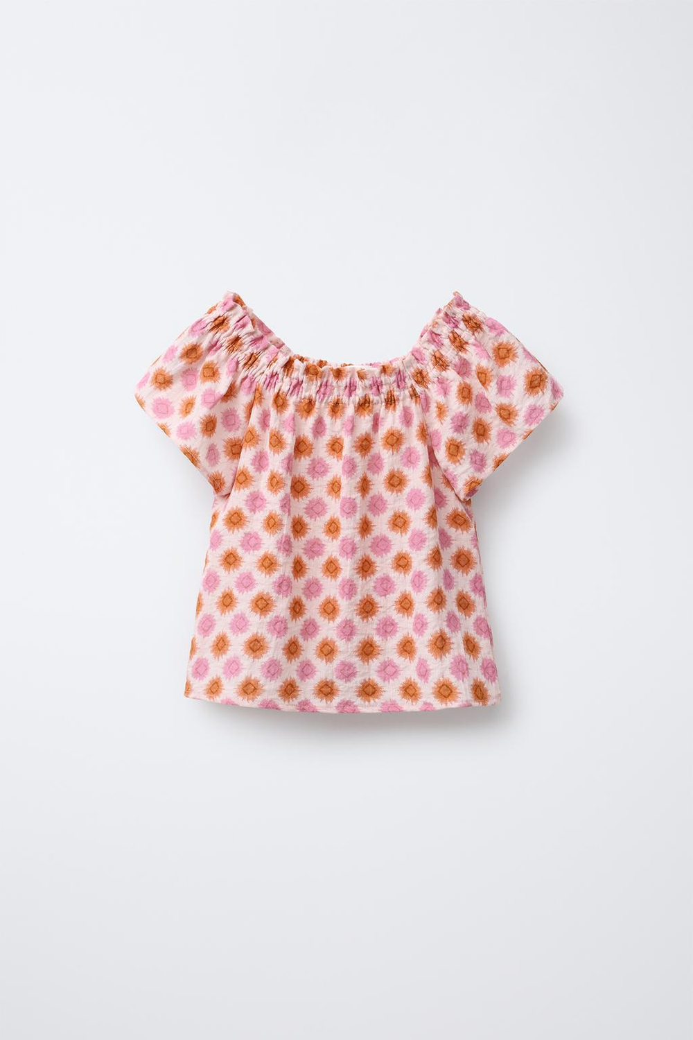 ZARA ТОП С ПРИНТОМ «СОЛНЦЕ», РОЗОВЫЙ