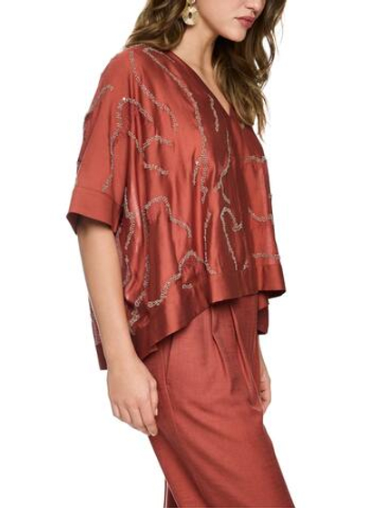 Marc Cain Блуза, декорированная бисером