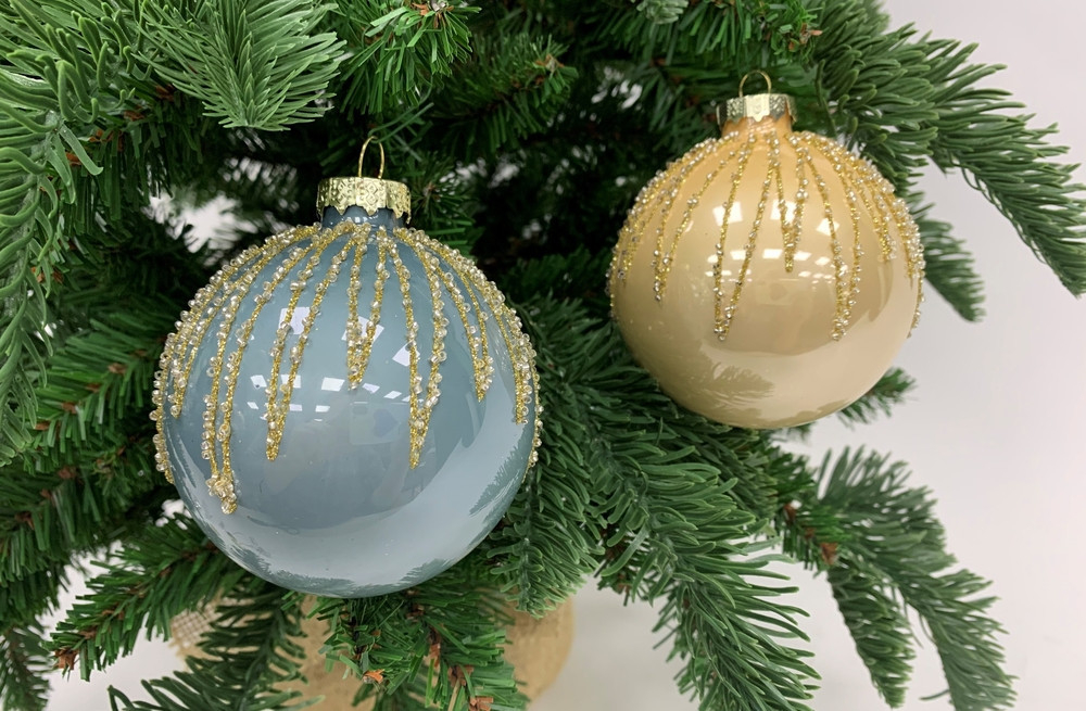 Набор шаров 12шт 8см House of Seasons голубой/кремовый в ассортименте 2 вида