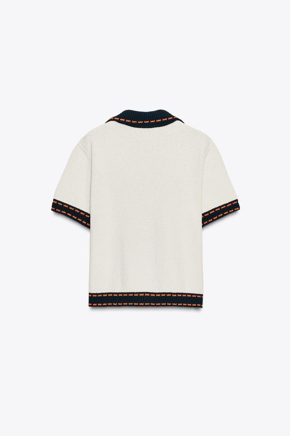 ZARA ТРИКОТАЖНЫЙ КАРДИГАН С КОРОТКИМИ РУКАВАМИ И ДЕКОРАТИВНОЙ СТРОЧКОЙ, ЭКРЮ