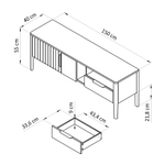Тумба под телевизор, 150х40х55, Rosenburg, напольная, с ящиком, из массива дуба, MAKOSA