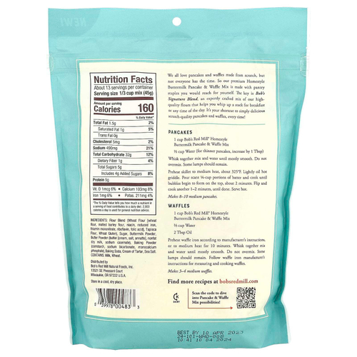 Bob's Red Mill, Смесь для блинов и вафель Homestyle, 567 г (20 унций)