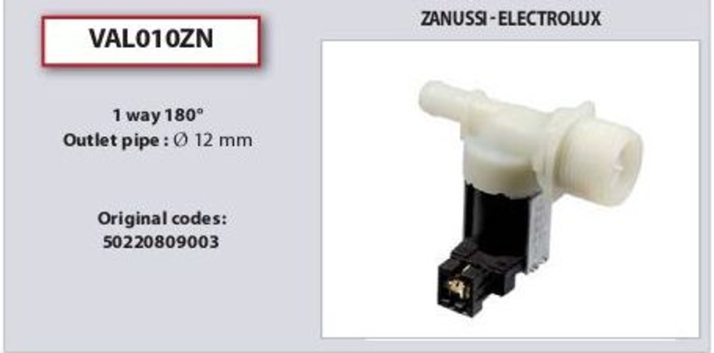 Клапан электромагнитный для стиральной машины Electrolux (Электролюкс) /Zanussi (Занусси)/AEG (АЕГ) -1 Х 180* - 50234438005, 50220809003, 3792260139, 50240785001