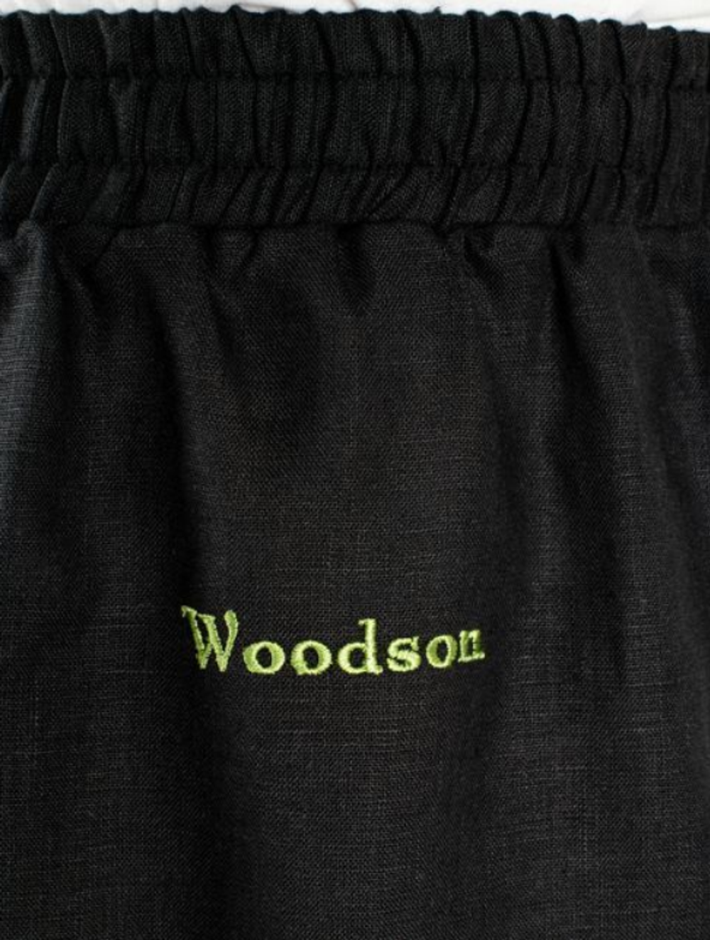 Комплект банщика #1 Woodson, чёрный лён c цветной полосой (50-52)