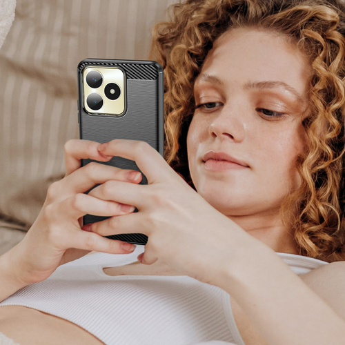 Мягкий чехол с дизайном в стиле карбон для Realme C53, серия Carbon от Caseport