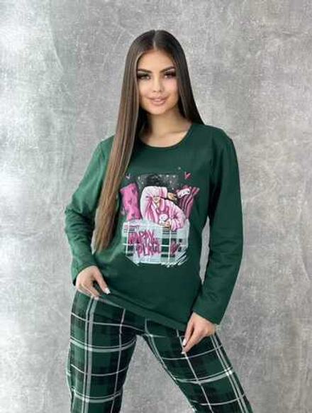 Пижама женская штаны+футб д/р (фланель) П008-8 норма