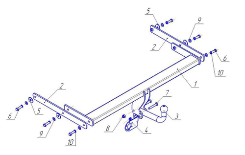 Фаркоп для Skoda Superb I седан 2002-2008 Тип шара: A. Нагрузки: 1500/75 кг, SK 06