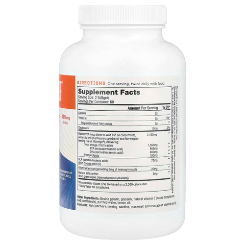 BulletProof, Omega Krill Complex ™, натуральный лимон, 120 мягких таблеток