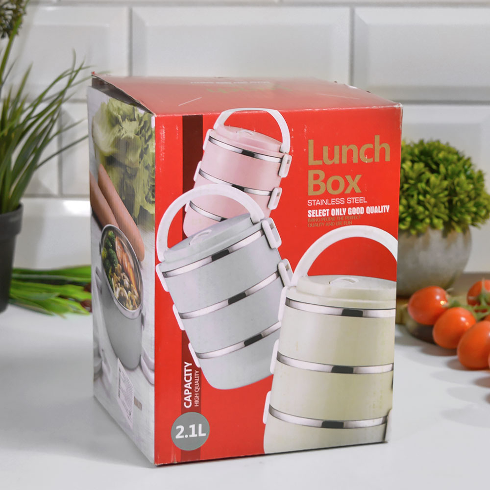 Ланч-бокс 3 отделения 2,1л нерж, пластик