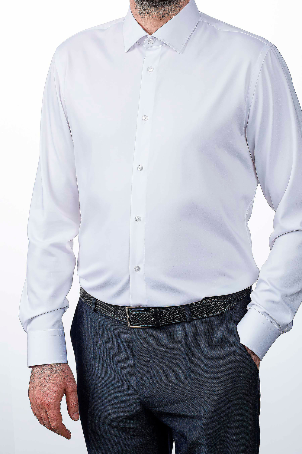 Сорочка мужская VESTER длинный рукав, бамбуковое волокно, цвет белый 515182 29