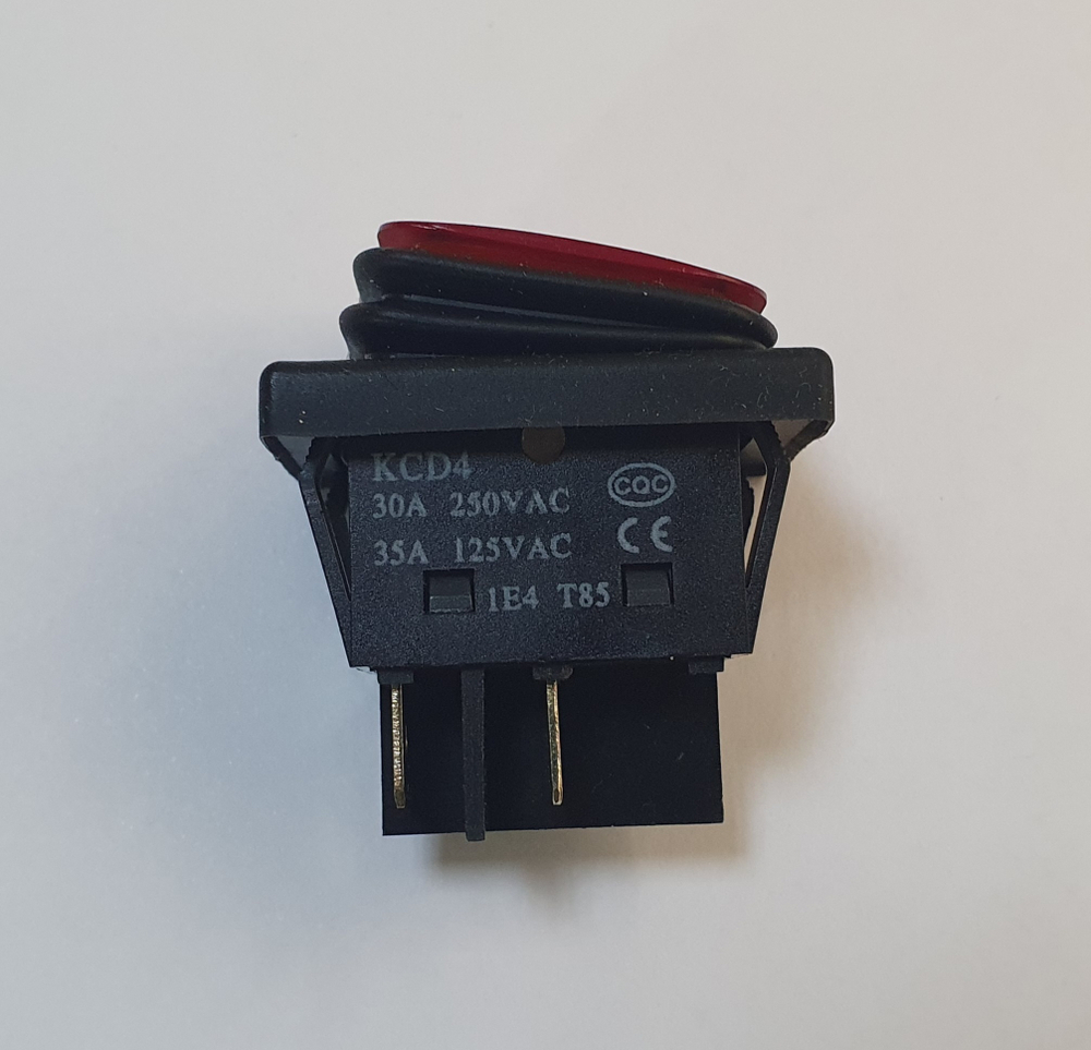 Выключатель клавишный KCD4 красный 30А