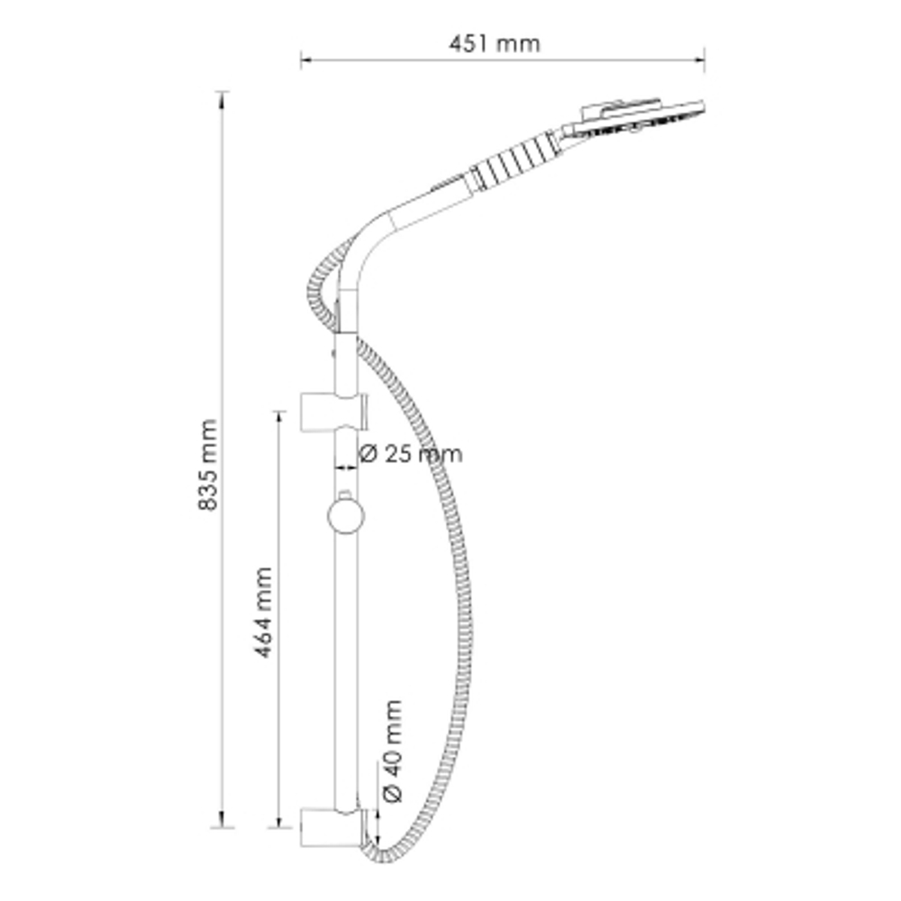 Комплект душевой Wasserkraft серебряный 16х45,1х83,5 см