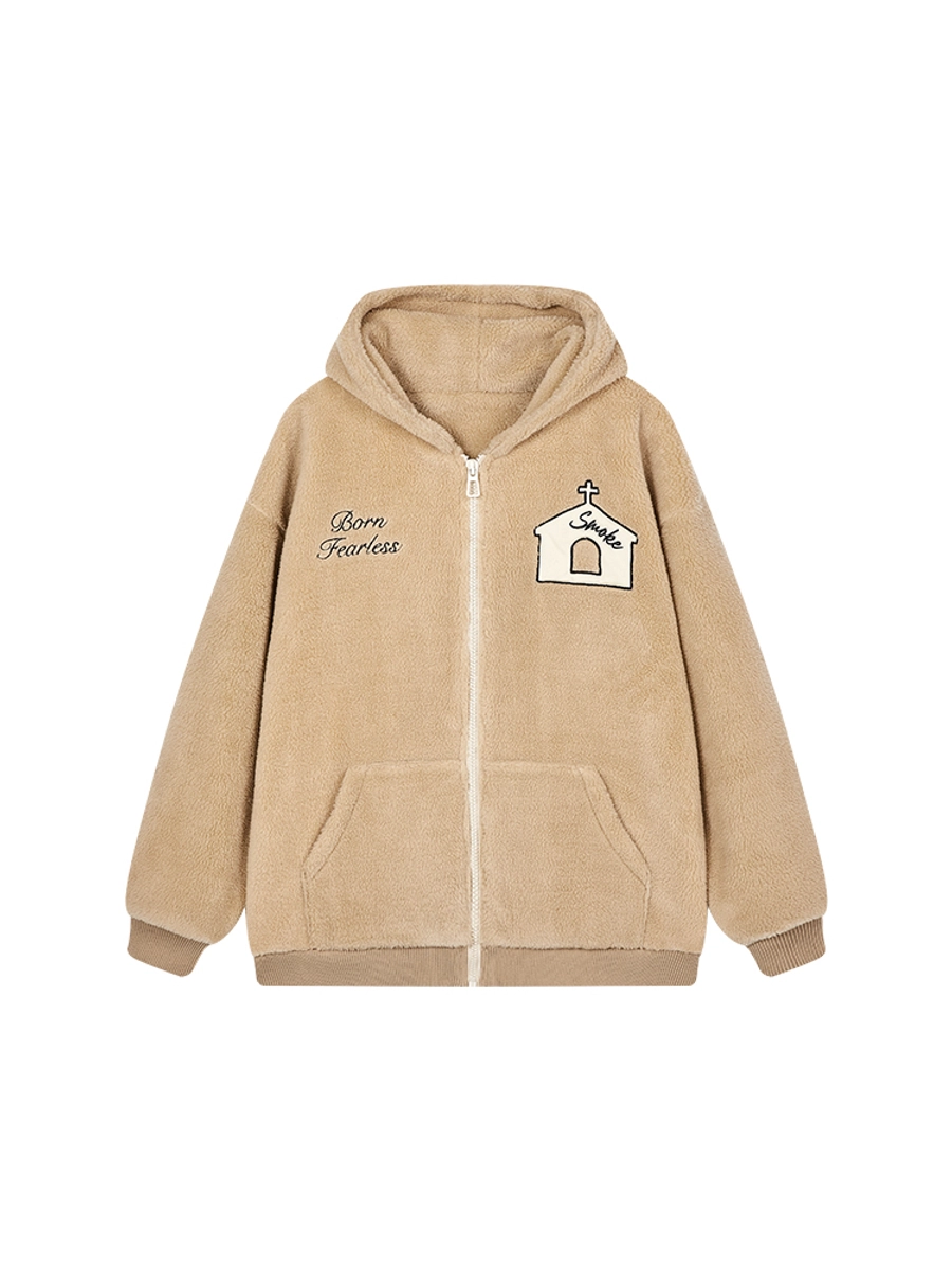 Шерповое худи DONSMOKE "Church Logo" Oversized Sherpa Hoodie