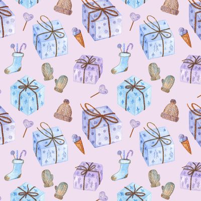 Новогодние подарки на розовом / New year gifts on pink