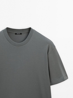 Massimo Dutti Хлопковая футболка-поло с короткими рукавами, синий