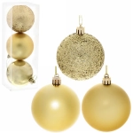 Новогодние шары 8 см (набор 3 шт) «Микс фактур», золотой
