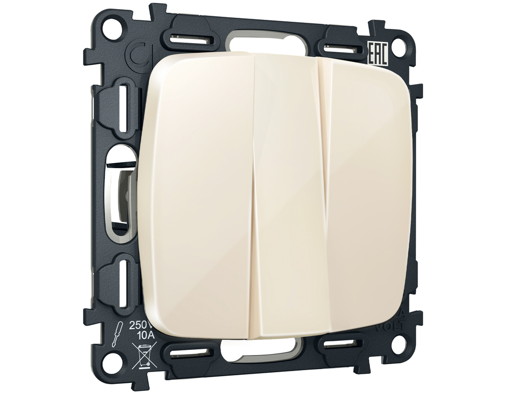 MO305010 Комплект механизма 3-кл выключателя OMEGA Бежевый глянец QUANT (OP3050, VM133)