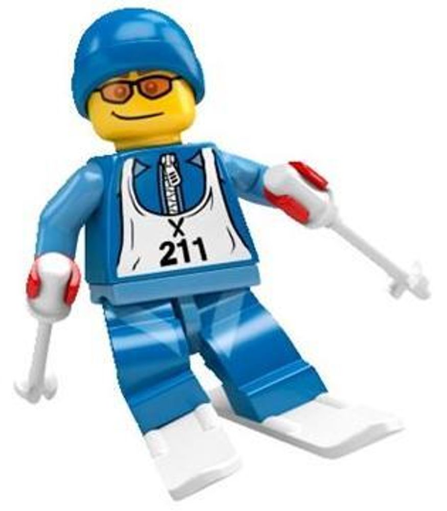 Минифигурка LEGO  col02-12 Лыжник