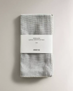 ZARA HOME САЛФЕТКИ С ФЕСТОНАМИ (НАБОР ИЗ 2 ШТ.),СЕРЫЙ