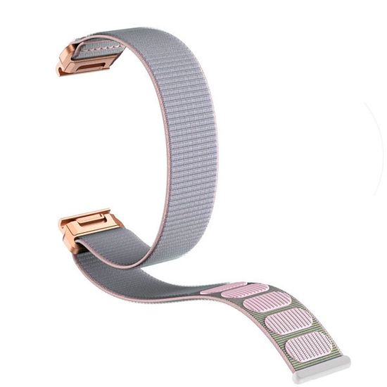 Ремешок QuickFit 20 мм нейлоновый для Garmin Fenix 7S, Fenix 6S, Fenix 5S, Instinct 2S, Epix Pro Gen 2 (42 mm) быстросъемный велкро (Розово-серый, золото)