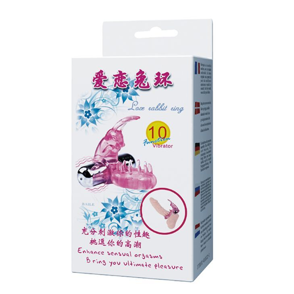 Эрекционное виброкольцо Baile Love Rabbit Ring с клиторальным зайчиком