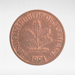 Germany, 1 Pfennig, 1991, (Hamburg Mint - "J"), VF