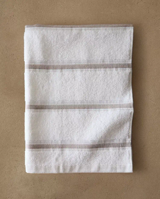 ZARA HOME МАХРОВОЕ КУХОННОЕ ПОЛОТЕНЦЕ ИЗ ХЛОПКА В ПОЛОСКУ, СЕРОВАТО-КОРИЧНЕВЫЙ