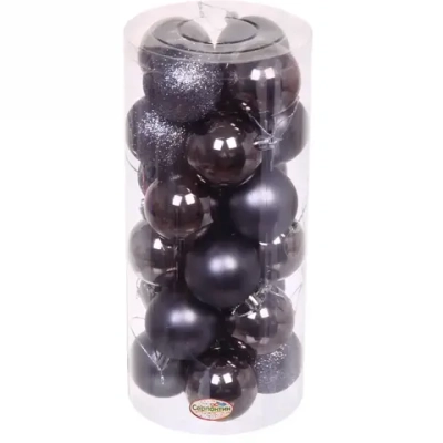 Новогодние шары 6 см (набор 24 шт) «Микс фактур», графит