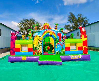 Коммерческий надувной батут "Хамелеон и динозавры" 12*7*6 м