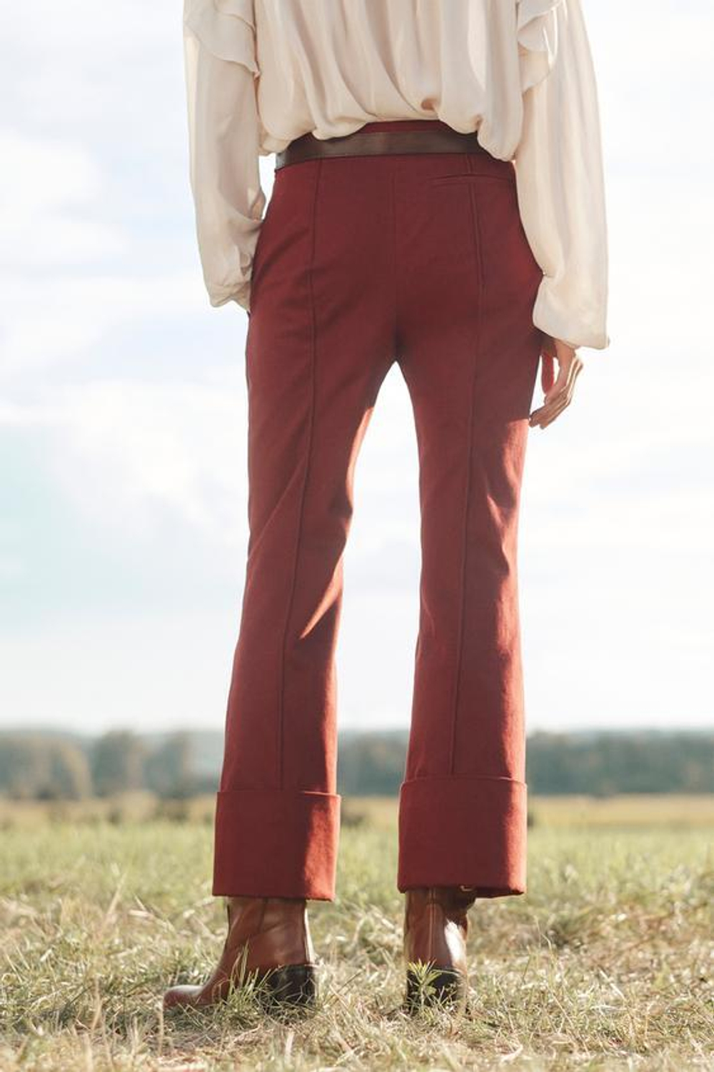 ZARA БРЮКИ-КАПРИ, ВИННЫЙ