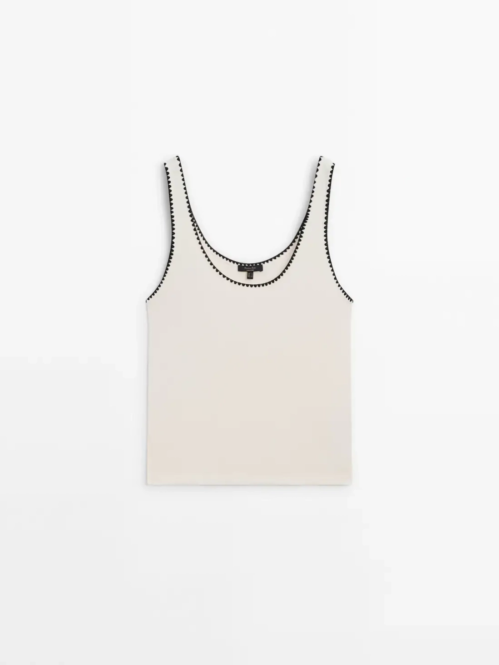 Massimo Dutti Топ на бретелях с контрастной окантовкой, натуральный, кремовый